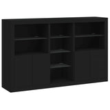 Sideboard with LED Lights Black 162x37x100 cm - Side View