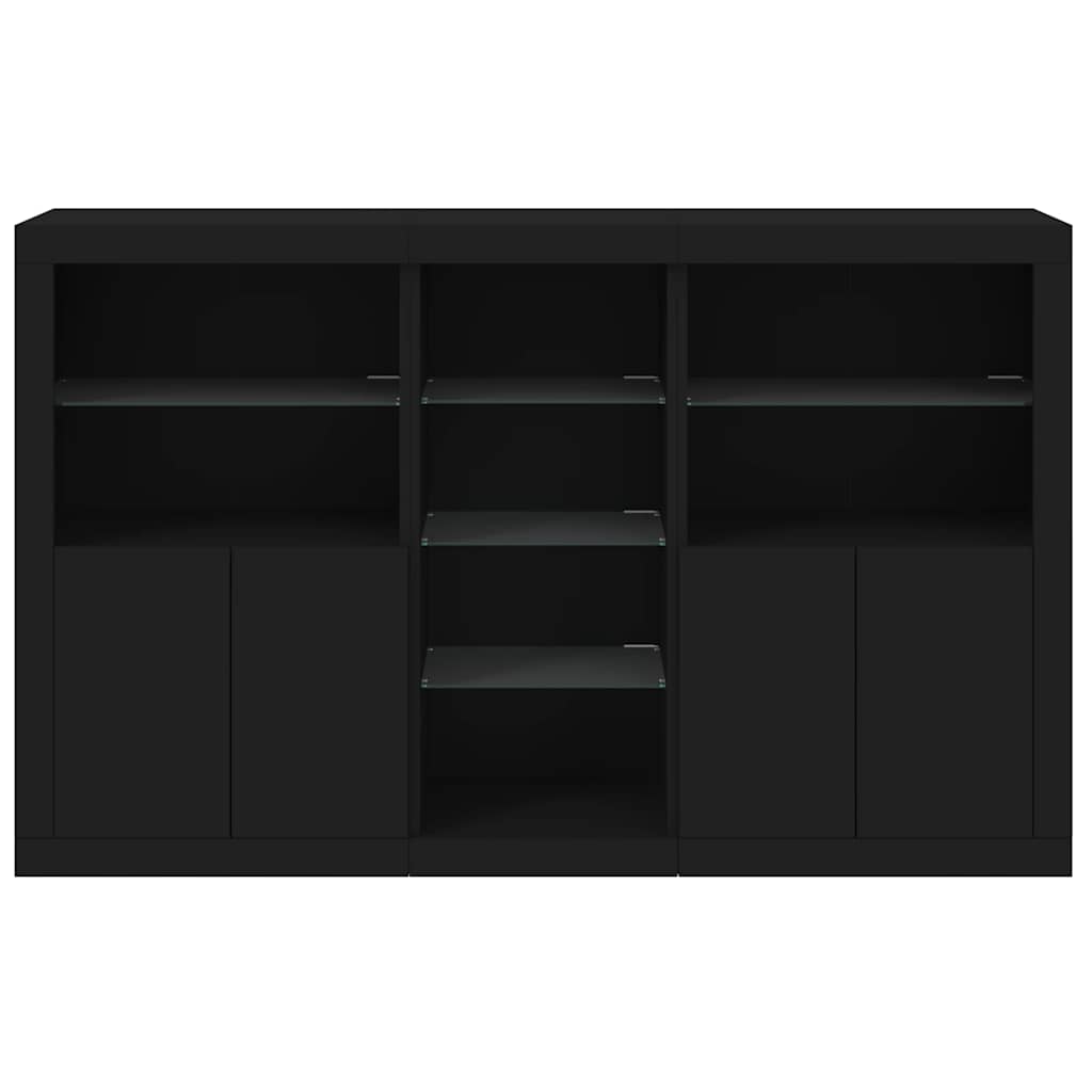 Sideboard with LED Lights Black 162x37x100 cm