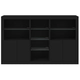 Sideboard with LED Lights Black 162x37x100 cm - Rear View