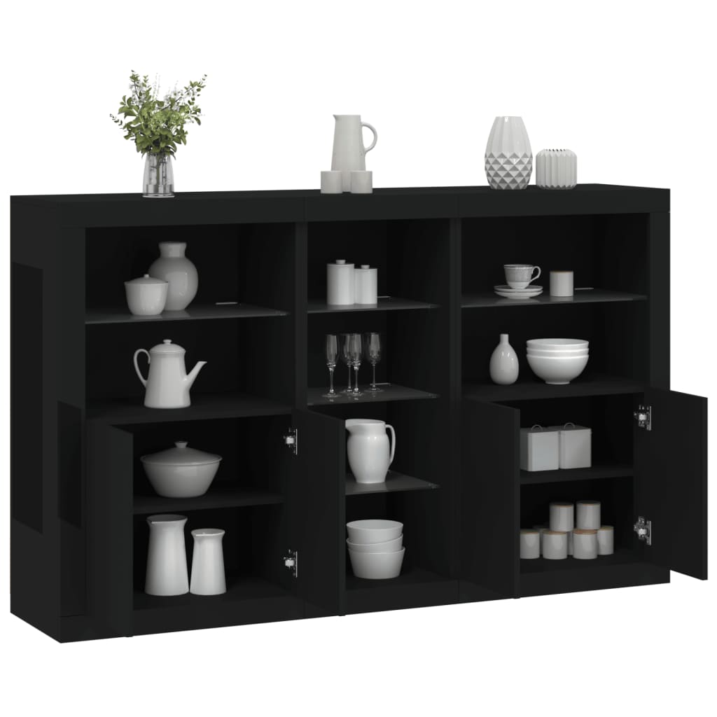 Sideboard with LED Lights Black 162x37x100 cm
