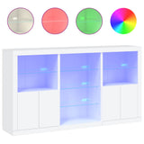 Sideboard with LED Lights White 181.5x37x100 cm - Front View