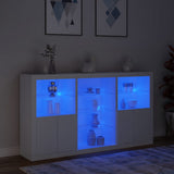 Sideboard with LED Lights White 181.5x37x100 cm - 45-Degree Angle
