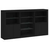 Sideboard with LED Lights Black 181.5x37x100 cm - Side View