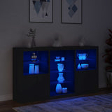 Sideboard with LED Lights Black 181.5x37x100 cm - 45-Degree Angle