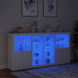 Sideboard with LED Lights White 202x37x100 cm - 45-Degree Angle