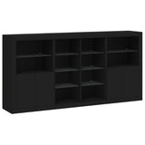 Sideboard with LED Lights Black 202x37x100 cm