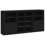 Sideboard with LED Lights Black 202x37x100 cm - Side View