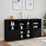 Sideboard with LED Lights Black 202x37x100 cm - Top-Down View
