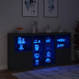 Sideboard with LED Lights Black 202x37x100 cm - 45-Degree Angle
