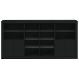 Sideboard with LED Lights Black 202x37x100 cm