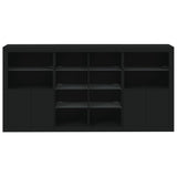 Sideboard with LED Lights Black 202x37x100 cm - Rear View
