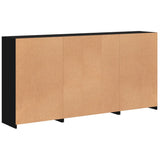 Sideboard with LED Lights Black 202x37x100 cm - Low Angle
