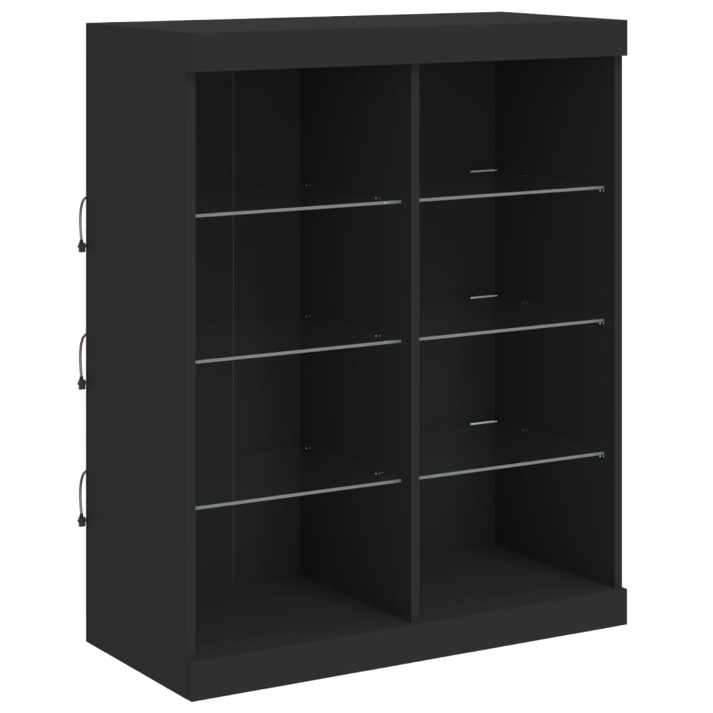Sideboard with LED Lights Black 202x37x100 cm