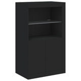 Sideboard with LED Lights Black 202x37x100 cm - Extra Image