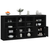 Sideboard with LED Lights Black 202x37x100 cm