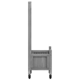 Planter with Trellis and Wheels Grey Solid Wood Fir - 45-Degree Angle
