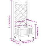 Planter with Trellis and Wheels Grey Solid Wood Fir