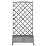 Planter with Trellis and Wheels Grey Solid Wood Fir