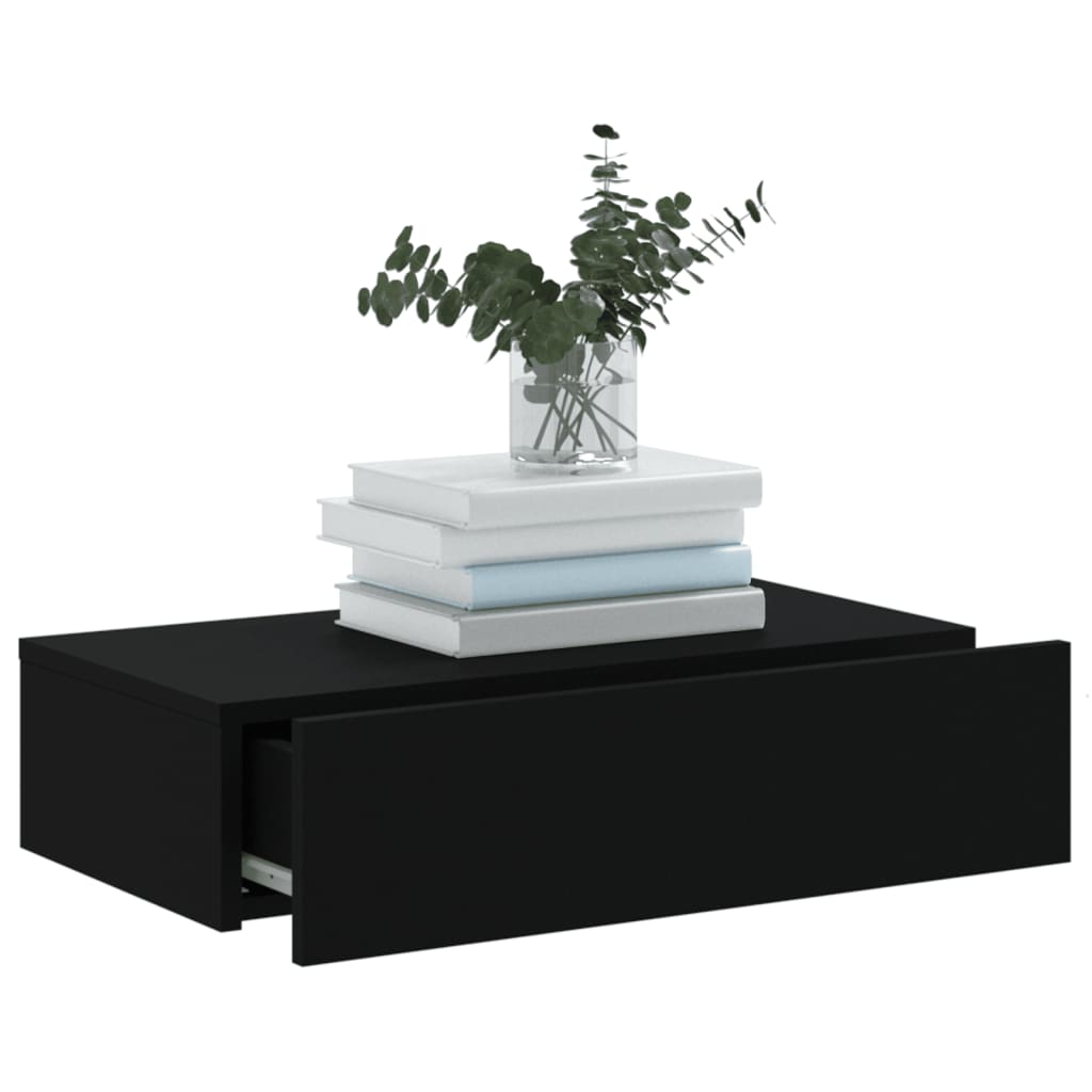 TV Cabinet with LED Lights Black 60x35x15.5 cm