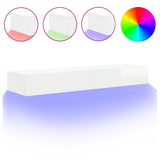 TV Cabinets with LED Lights 2 pcs High Gloss White 60x35x15.5 cm - Front View