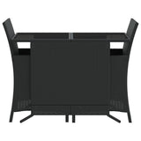 3 Piece Bistro Set with Cushions Black Poly Rattan - Top-Down View