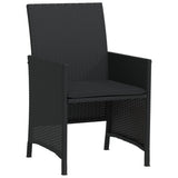 3 Piece Bistro Set with Cushions Black Poly Rattan - 45-Degree Angle