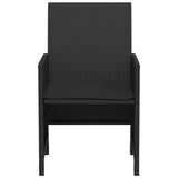 3 Piece Bistro Set with Cushions Black Poly Rattan - Rear View