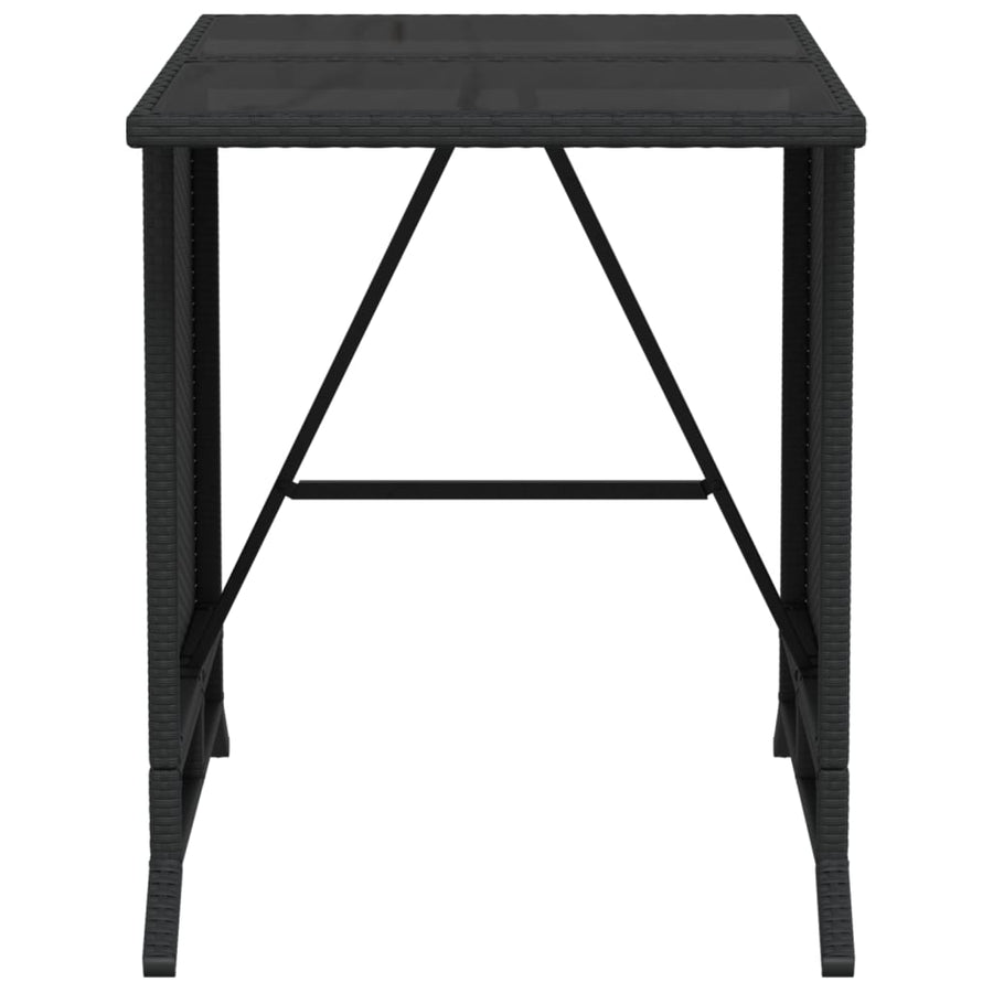 3 Piece Bistro Set with Cushions Black Poly Rattan