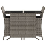 3 Piece Bistro Set with Cushions Grey Poly Rattan - Top-Down View
