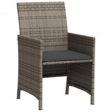 3 Piece Bistro Set with Cushions Grey Poly Rattan - 45-Degree Angle