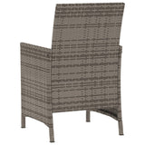 3 Piece Bistro Set with Cushions Grey Poly Rattan - Low Angle