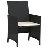3 Piece Bistro Set with Cushions Black Poly Rattan - 45-Degree Angle