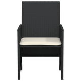 3 Piece Bistro Set with Cushions Black Poly Rattan - Rear View