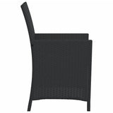 3 Piece Bistro Set with Cushions Black Poly Rattan - Close-Up Angle