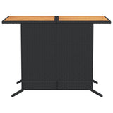 3 Piece Bistro Set with Cushions Black Poly Rattan