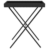 Folding Tray Table Black 65x40x75 cm Poly Rattan - 45-Degree Angle