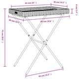 Folding Tray Table Black 65x40x75 cm Poly Rattan