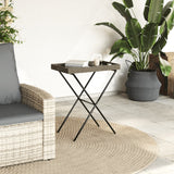 Folding Tray Table Grey 65x40x75 cm Poly Rattan - Side View