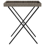 Folding Tray Table Grey 65x40x75 cm Poly Rattan - 45-Degree Angle