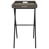 Folding Tray Table Grey 65x40x75 cm Poly Rattan