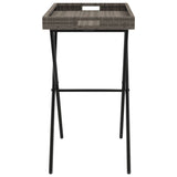 Folding Tray Table Grey 65x40x75 cm Poly Rattan - Rear View