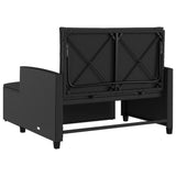 Garden Sofa with Cushions 2-Seater Black Poly Rattan - Low Angle
