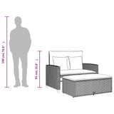 Garden Sofa with Cushions 2-Seater Black Poly Rattan