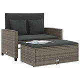 Garden Sofa with Cushions 2-Seater Grey Poly Rattan - Top-Down View