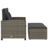 Garden Sofa with Cushions 2-Seater Grey Poly Rattan - Close-Up Angle