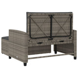 Garden Sofa with Cushions 2-Seater Grey Poly Rattan - Low Angle