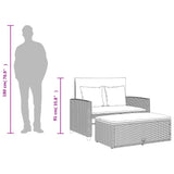 Garden Sofa with Cushions 2-Seater Grey Poly Rattan&Acacia Wood - Extra Image