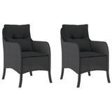 Garden Chairs with Cushions 2 pcs Black Poly Rattan - Front View