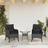 Garden Chairs with Cushions 2 pcs Black Poly Rattan - Side View