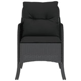 Garden Chairs with Cushions 2 pcs Black Poly Rattan - 45-Degree Angle
